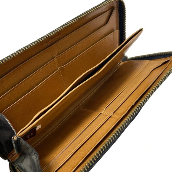 Auth COACH Modern water buffalo leather accordion wallet 74972 Black Leather - - Picture 8 of 9